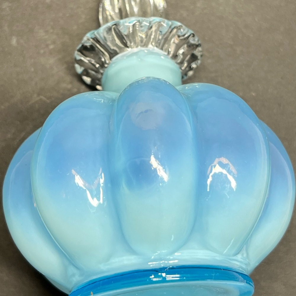 1943 Fenton Cologne Bottle & Stopper,
Blue Overlay - Picture 5 of 10